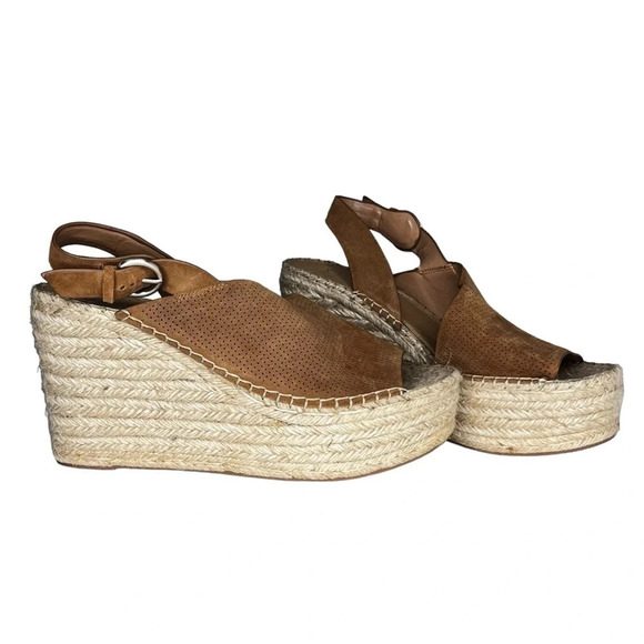 Marc Fisher NWOT Landela d’Orsay Wedge Espadrilles in Brown Size 11 - Picture 1 of 11